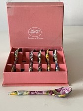 Giordano Di Ponzano Set of Ceramic Floral Teaspoons In Original Box Vintage