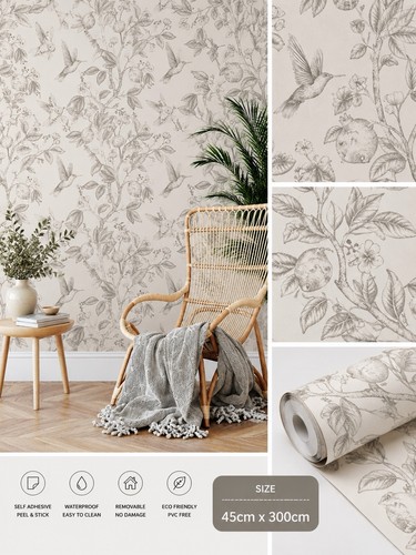 Bird floral wallpaper self - wallpaper,