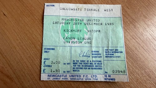 Ticket 1985 newcastle - 1985/86, v