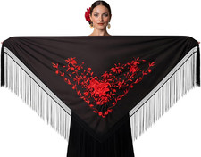Black Flamenco Triangle Shawl
