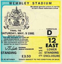 TICKET: FA CUP FINAL 1981 Tottenham v Manchester City - EXCELLENT