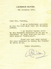 LAURENCE OLIVIER Signed Letter - Film & Stage Actor - reprint