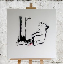 HAND SPRAYED ON CANVAS! BANKSY - WINNIE THE POOH  - Variety Of Sizes Available 