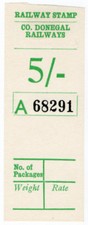 (I.B) County Donegal Railway : Parcel Stamp 5/-