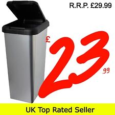Kitchen Bin Silver IML Touch & Lift Rectangle Kitchen Bin Dustbin for Rubbish
