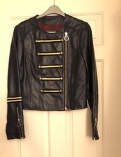 PINKO Leather  Jacket, Blue, Size UK 10
