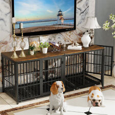 XL Dog Crate Metal Wire Pet Kennel Cage House 3-Door Sofa End Table Nightstand