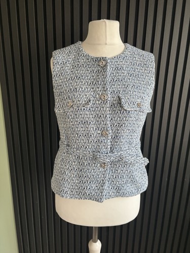 Zara tweed waistcoat blue - zara,