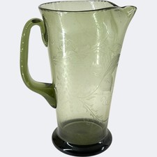 Vintage Green Etched Glass