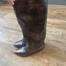 Boden Glitzy Pewter Cowboy Boots Sz7