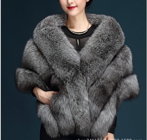 Faux fur shawl winter shrug - faux,