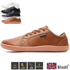 Mens Leather Wide Barefoot Minimalist Shoes Outdoor Trail Walking Trainers UK