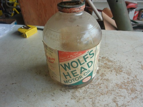 Vintage empty glass oil bottle - vintage,