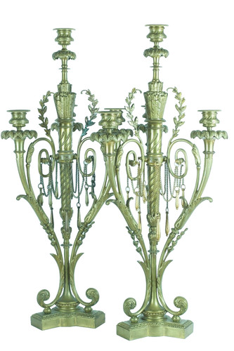 Antique pair candelabras - of,