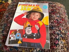 KIDS FIREMAN SAM & FIRE ENGINE JUMPER 3 DESIGNS VTG Knitting Pattern 22-28” 4650