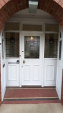 Hardwood External Door with Stained Glass