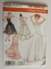 Uncut Lingerie Corset Petticoats Sewing Pattern 6-12 Simplicity 5006
