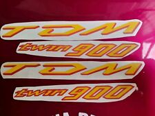 TDM TWIN 900 YELLOW ON RED FAIRING PANEL PAIR CUSTOM DECALS STICKERS GRAPHICS