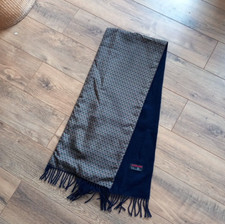 Chatsworth Silk & Lambs Wool Blue Pattern Scarf Vintage Tie Rack 11"x60" Dapper