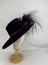 Philip Treacy 100% Velour Deep Plum Coloured Hat  (1203)