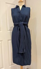 Zara blue tie waist midi dress