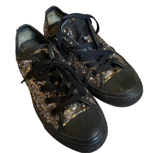 Converse black sequin trainer - black,