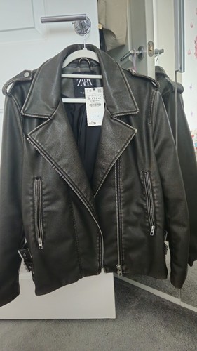 Zara faux leather brown - faux, biker