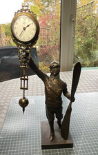 A Reproduction Bronze Mystery Clock in the Form of an Edwardian Pilot with Prop
