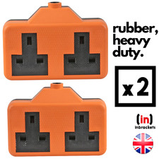 Heavy DUTY Rubber Socket Extension Electric Trailing Socket High Impact 2PCS UK
