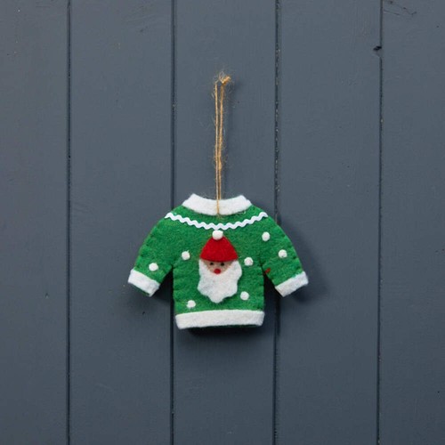 Green santa jumper bauble - jumper,