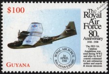 WWII Consolidated CATALINA PBY-5 Flying Boat Aircraft Stamp/1998 RAF 80th Anniv.