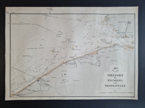 Antique 1908 nautical map - , /