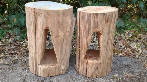 Log triangle sculptures - 2,