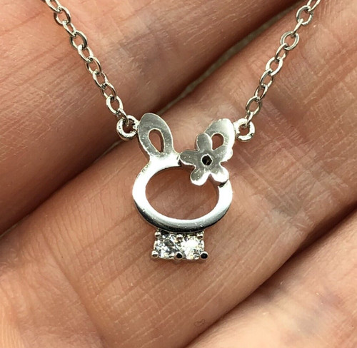Bunny pendant necklace silver - bunny,