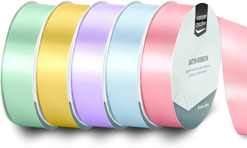 Satin ribbon set 5 pastel - set,