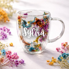 Personalized Floral Glass Mug