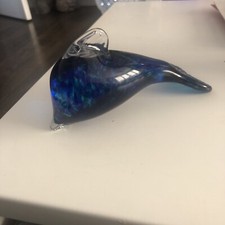 Beautiful Blue/Green Handmade Dolphin Paperweight by Laugharne Glass
