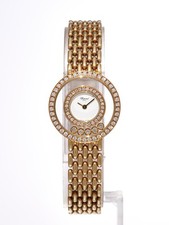 Chopard Happy Diamonds 18K Yellow Gold Ladies Watch 23mm Immaculate Round Pave