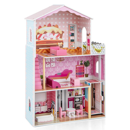 Wooden dolls house large - wooden,