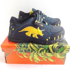 DinoSoles Triceratops LED Boy Shoes, Navy, sz 2