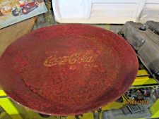 Coca Cola Round Red Metal  Retro Tray Fizzy Drinks Bar Pub Man Cave 22"