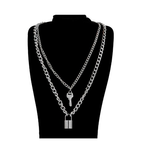 Silver lock pendant padlock - lock,