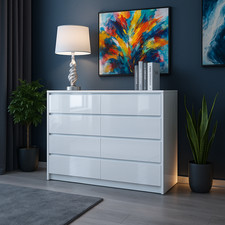 White High Gloss 8 Drawer
