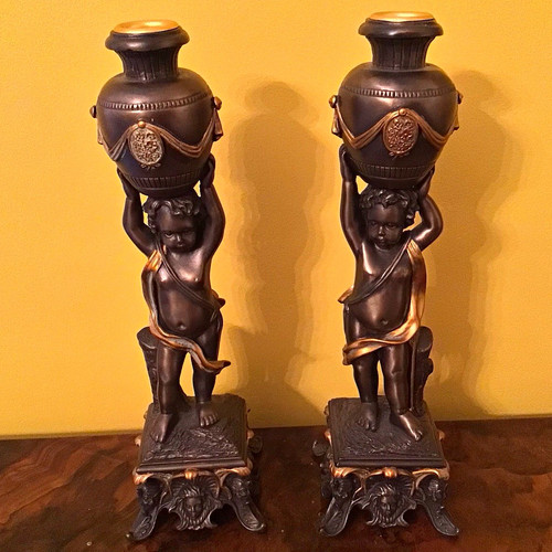 Pair bronze metal figural - pair,