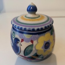 Beautiful Vintage Poole Pottery Floral Lidded Jam/Preserves Pot.