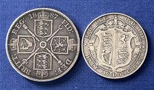 1887 Victoria Double Florin | 1902 Edward VII Half crown  Silver coins. #6