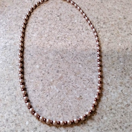 Cream pearl brown beaded - &,
