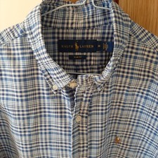 Ralph Lauren Mens blue Check Shirt Size Medium brand New button down slim fit 