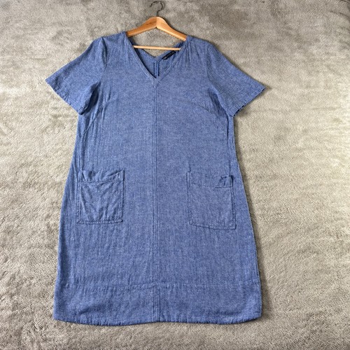 Linen dress blue - dress, women's