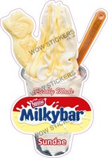 Ice cream van sticker Milky Bar sundae whippy white chocolate trailer shop decal